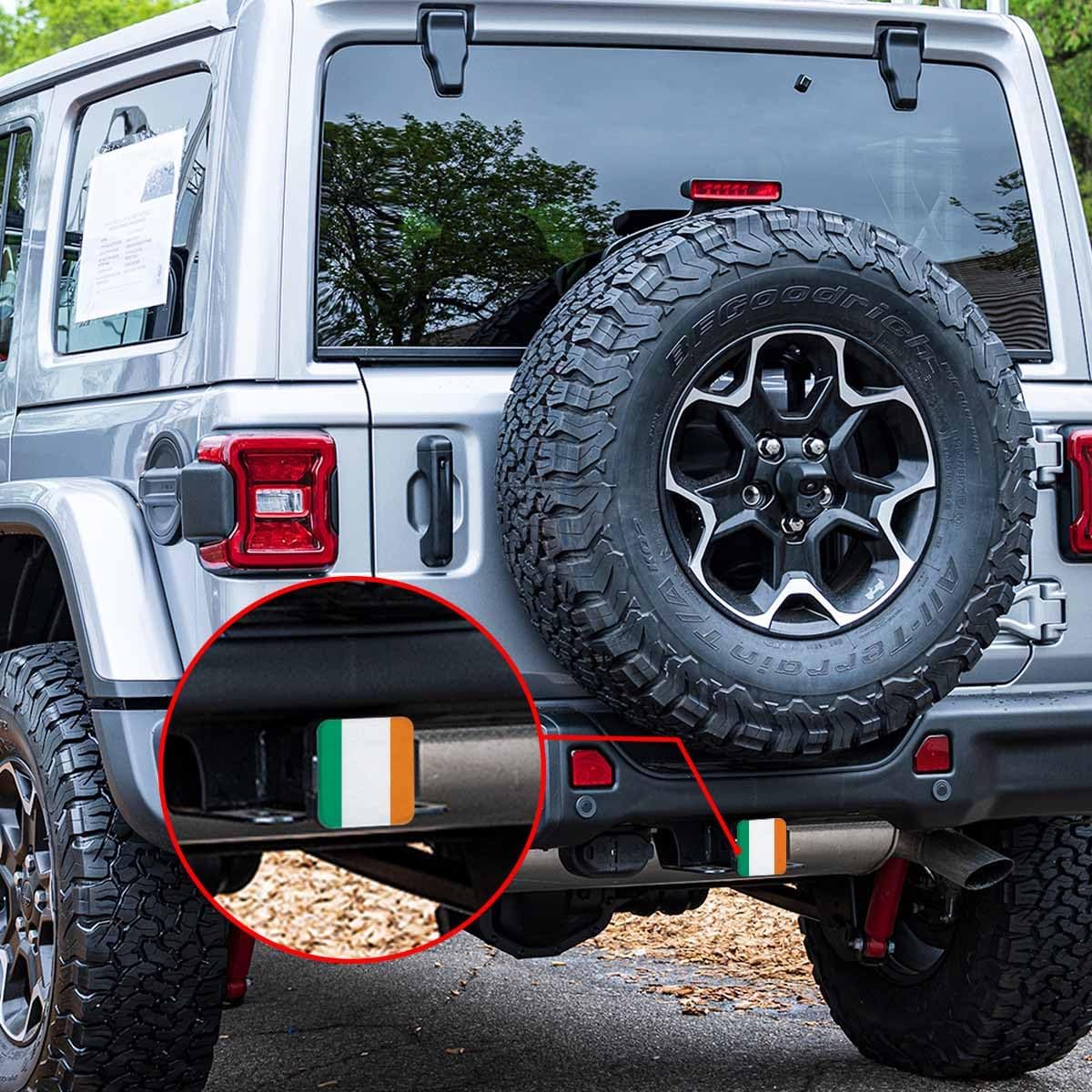 Ireland Flag Trailer Hitch Tube Cover Plug Cap, Irish National Flag Lightweight Hitch Covers Protector Tow Hitch Cover Plug Cap Receiver Hitch Accessories 2 Inch