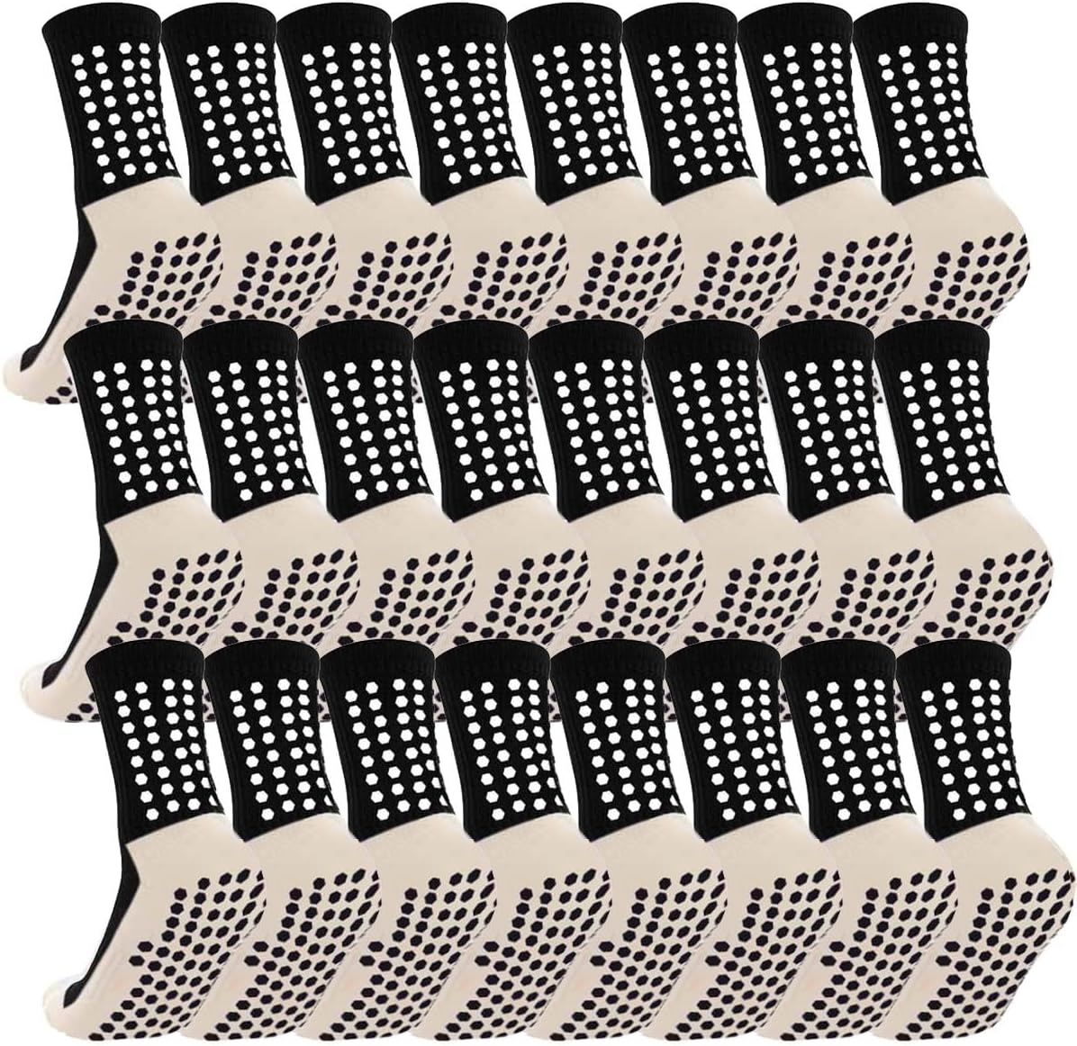 12 Pack Men's Soccer Socks Anti Slip Non-Slip Grip Pads for Football Basketball Spo...