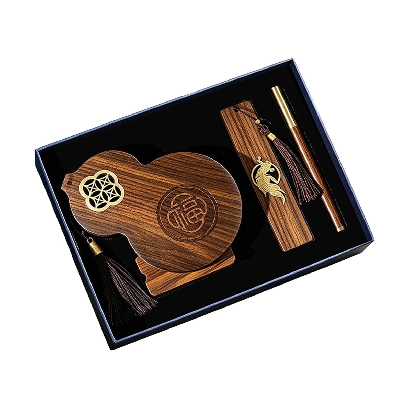 Stifthalter Set aus Holz mit Lesezeichen und Stift, C