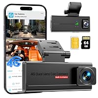 Dash Cam 4G LTE con Fronte & Abitacolo, Telecamera Auto Atti Vandalici con Parcheggio 24/7