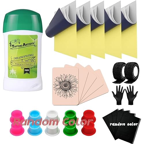 Tattoo Skin Practice Kit 29Pcs Tattoo Starter Kit for Beginners 5.9x7.9in 5Pcs Tattoo Skin A4 5Pcs Tattoo Transfer Paper 1Pcs Tattoo Stencil Gel 10Pcs Tattoo Ink Cap Tattoo Kit