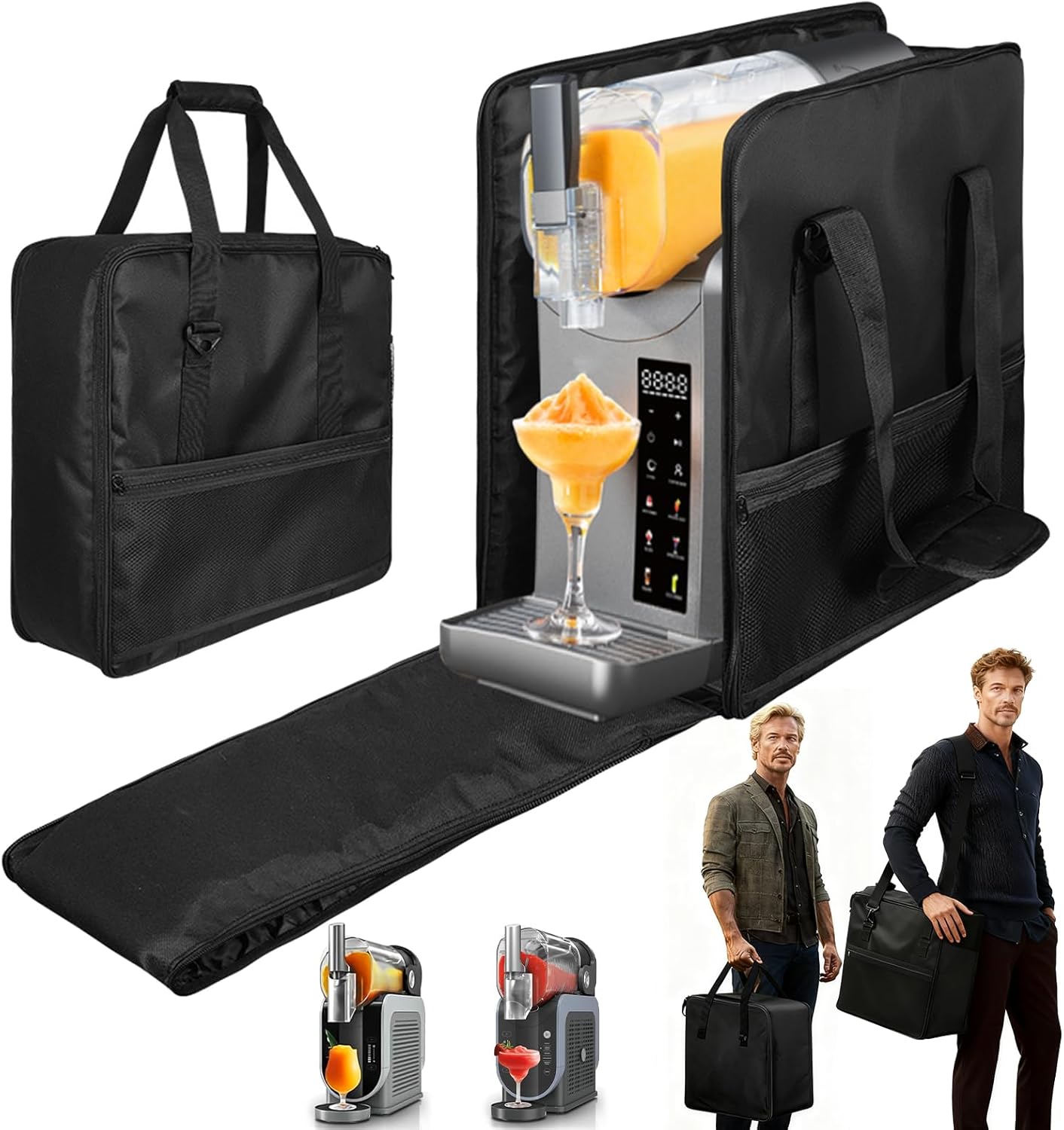 Carrying Bag for Ninja SLUSHi Slushie Machine FS300, Outdoor Frozen Drink Maker Travel Tote, Portable Travel Bag Case with Front-Opening Design & Accessory Storage