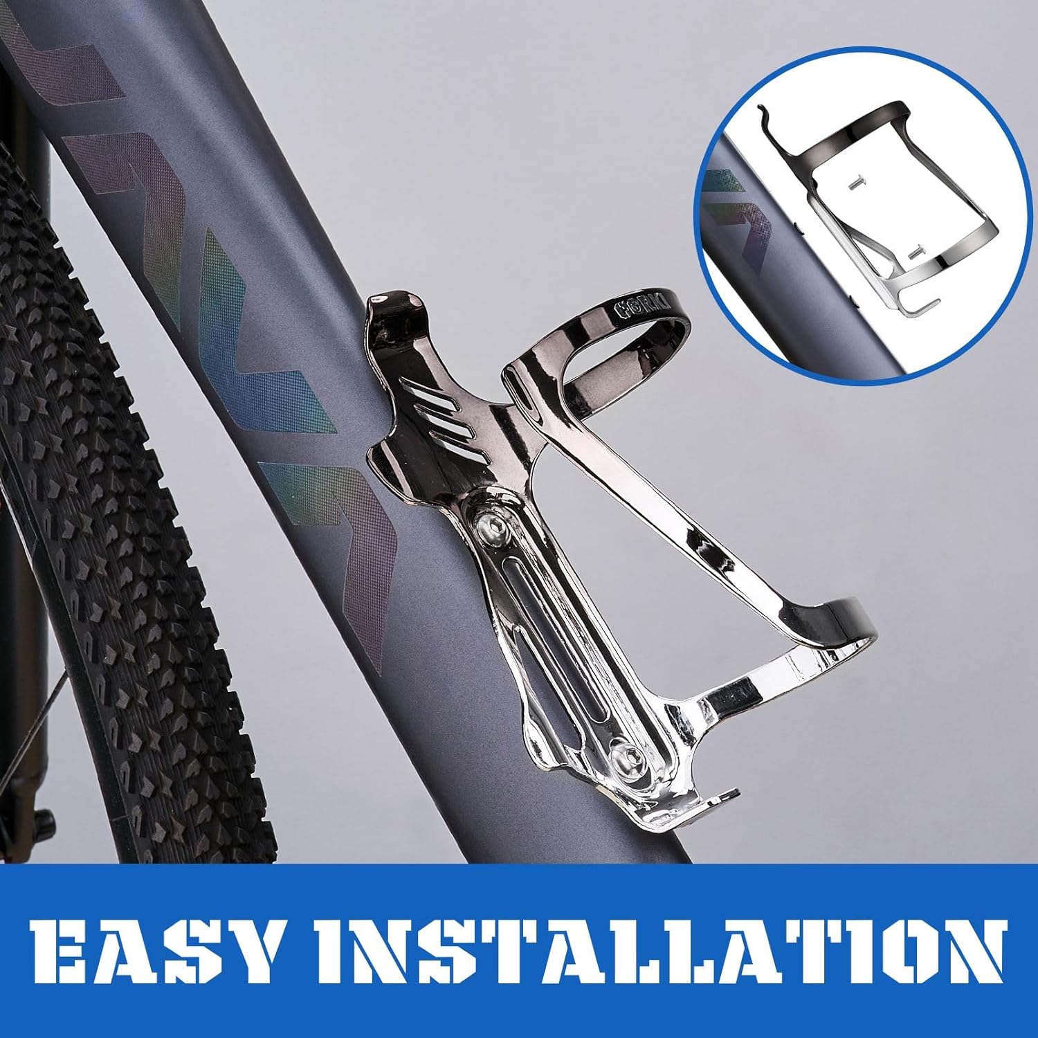 Corki Cycles Side Load Water Bottle Cage Aluminum Alloy Left Entry Bike Water Bottle Holder for Road, Mountain and Gravel Bikes - 2Pack - Black & Silver