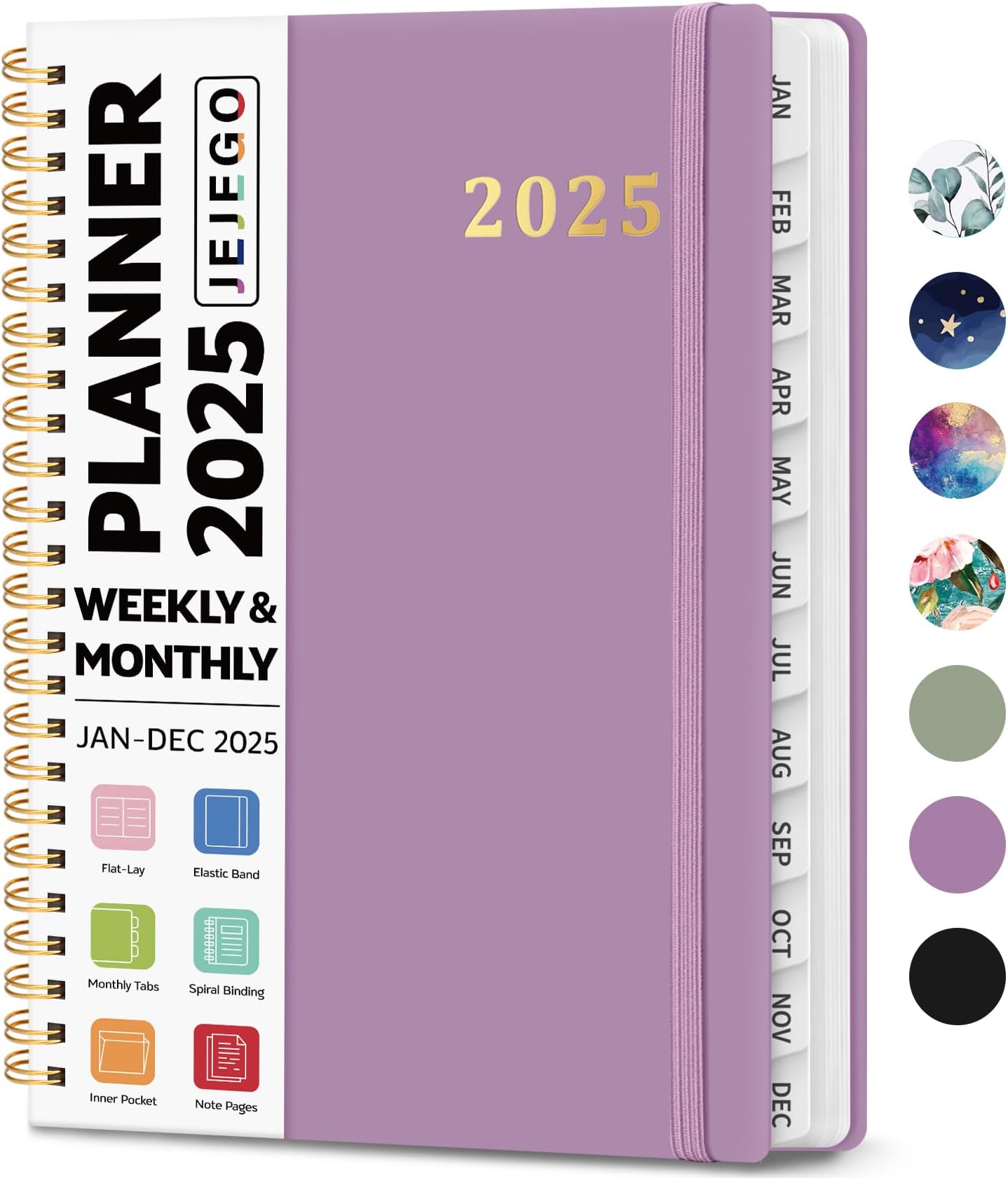 2025 Hardcover Weekly & Monthly Planner – A5 Spiral Bound With Tabs, Inner Pocket, Aquamarine - View #13