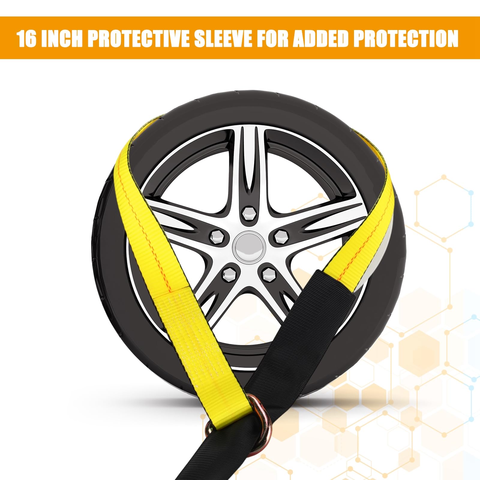 12 Stück Lasso Abschlepprad Hebegurt mit D-Ring 35,5 mm Reißfestigkeit 0kg Selbstzurrung für Anhänger Anhänger Abschleppwagen Abschleppwagen (5,1 x 3