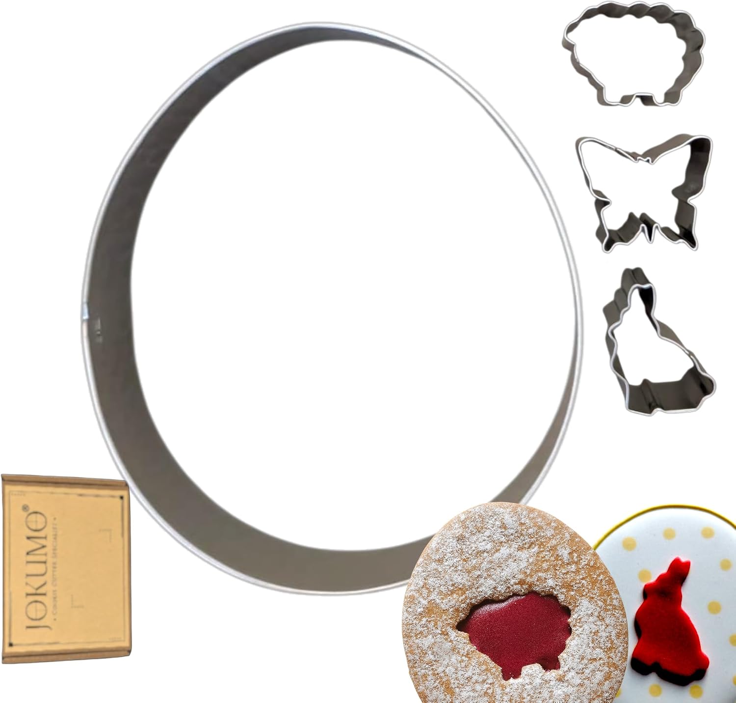 Easter Linzer Cookie Cutter Set 4 PC   Sheep, Butterfly and Rabbit - 18/0 Stainless Steel