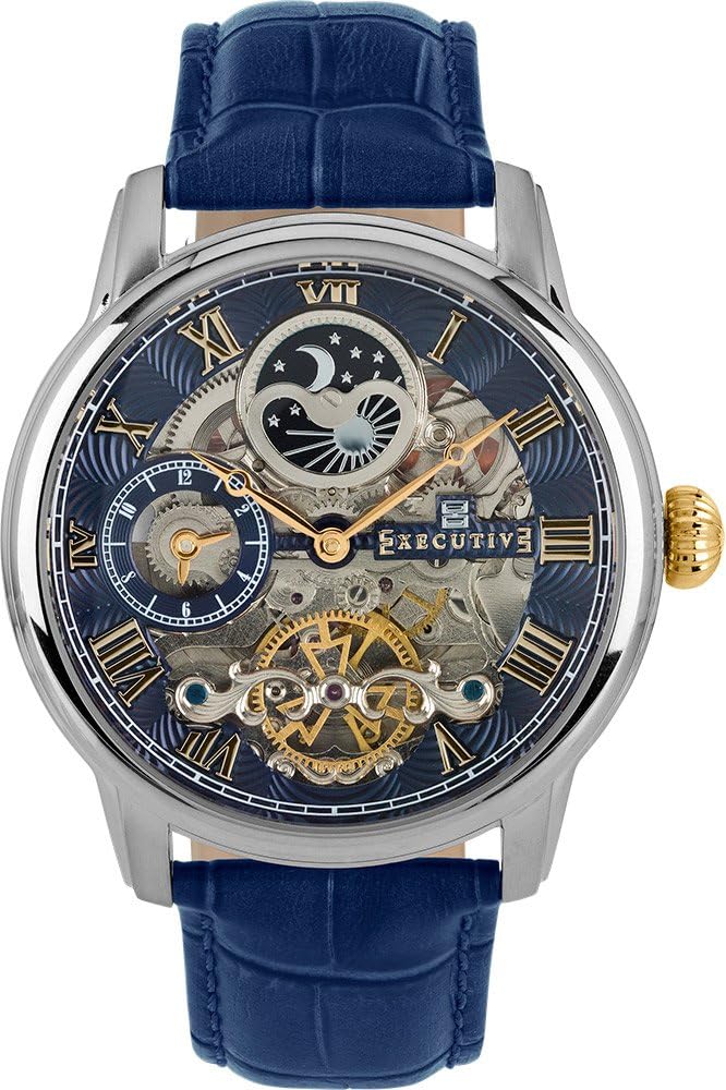 Executive EX-1012-07 44mm Men's Watch BLUE dial BLUE Leather SUN MOON