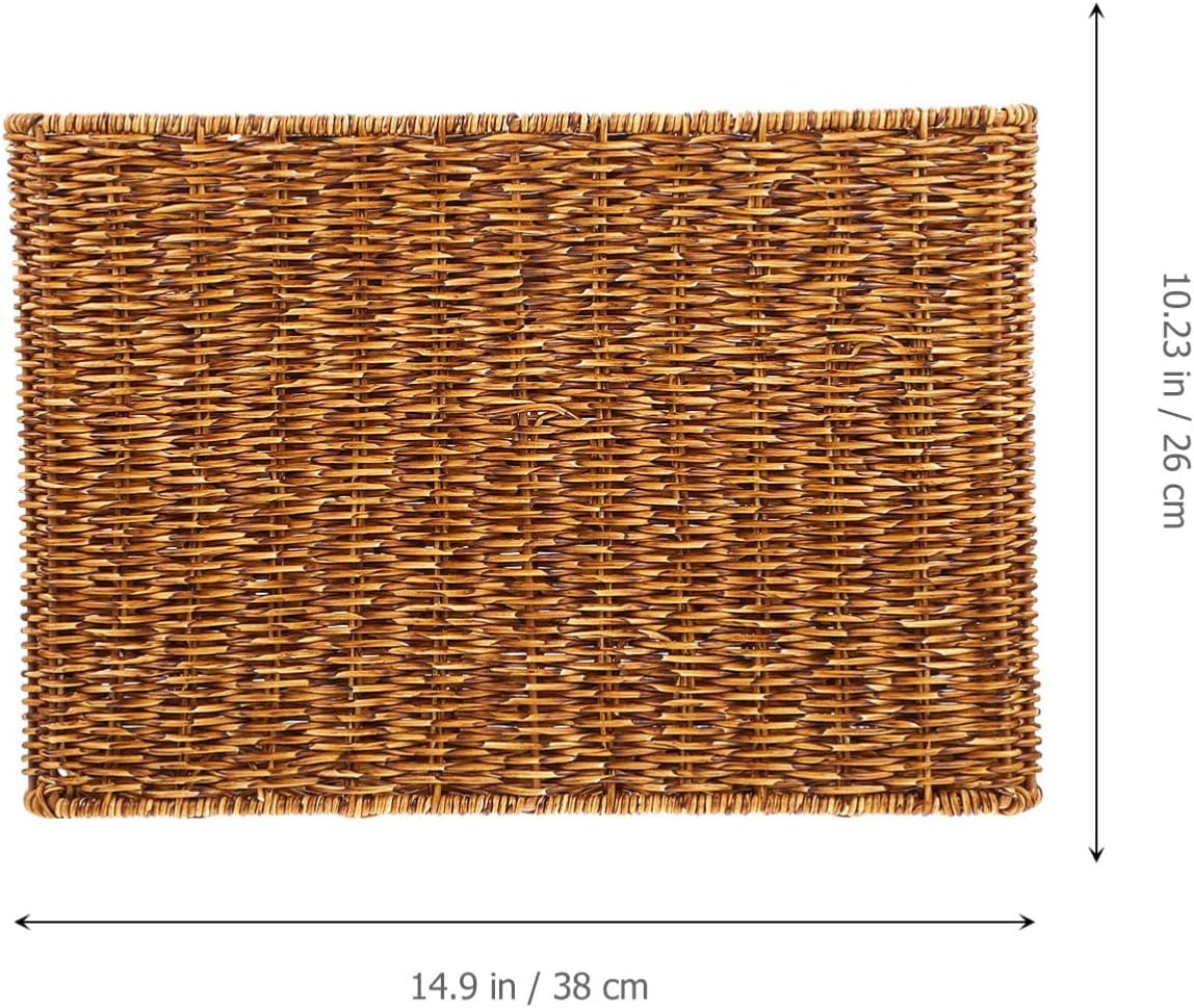 Woven Magazine Storage Basket, Rectangular Organizer Bin for Documents