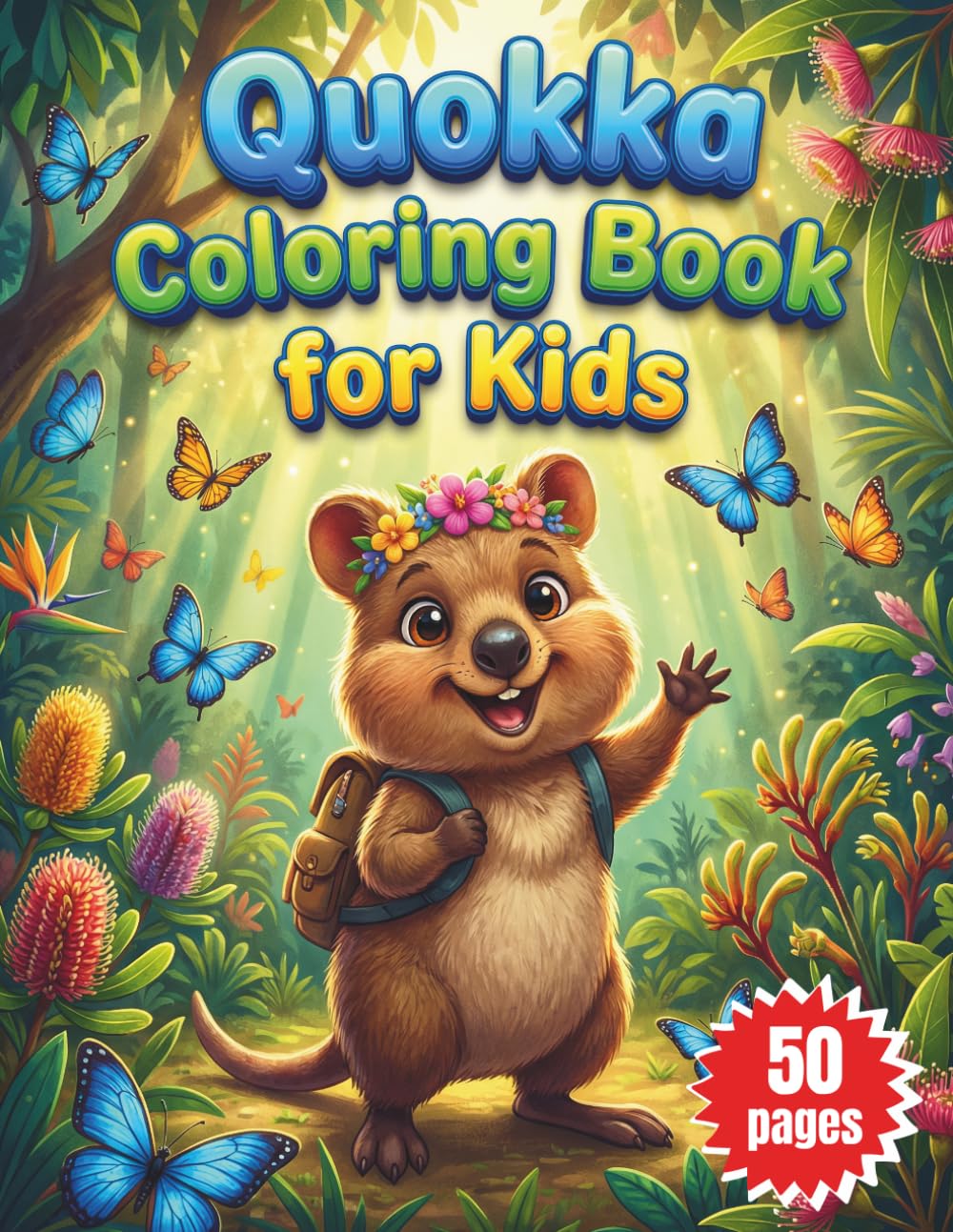 Quokka Coloring Book for Kids: Discover the Happiest Animal of Australia with 50 Fun and Easy Illustrations of Quokkas for Children Ages 4-8 to Spark Creativity, Fine Motor Skills Development