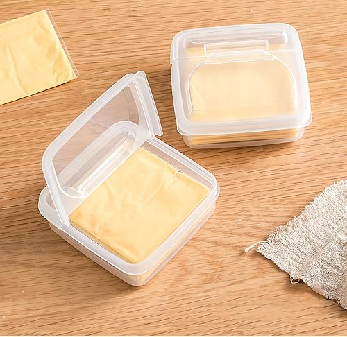 Miniatura 3 de Paquete de 2 recipientes de plástico para almacenamiento de queso en rodajas con tapas herméticas que mantienen el queso fresco y delicioso