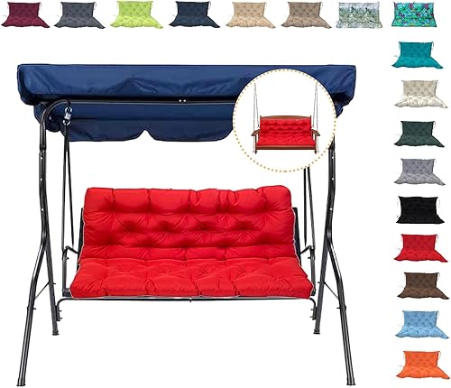 Cojines de columpio de repuesto para 2 a 3 plazas, 47 x 40 pulgadas, cojines gruesos para columpio de porche de 4 pulgadas, cojín de banco