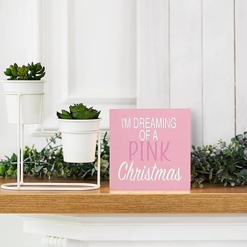 Miniatura 4 de Navidad rosa, letreros de madera de Navidad, decoraciones de Navidad rosas, letreros de madera de Navidad rosa para decoración del hogar, letrero de