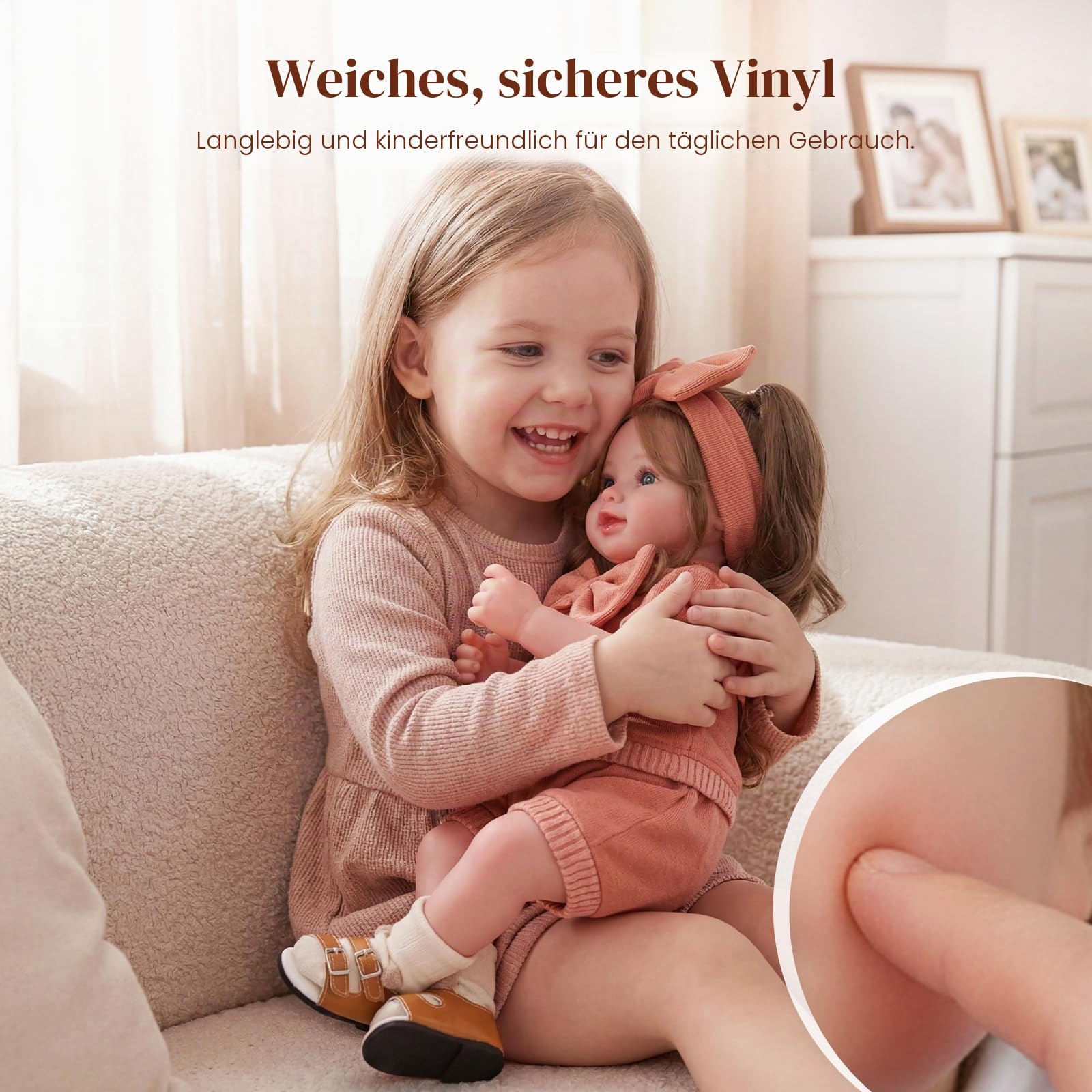 BABESIDE Reborn Puppe 20 Zoll Lebensechte Babypuppe mit Weichem Stoffkörper Offenen Augen Reborn-Baby Lebensecht mit Kleidung und Zubehör Reborn-Baby Mädchen für Kinder ab 3 Jahren