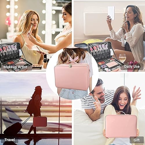 Miniatura 6 de JOURMON Estuche de viaje para maquillaje, bolsas de cosméticos de gran capacidad para mujeres, organizador portátil de bolsas de maquillaje con