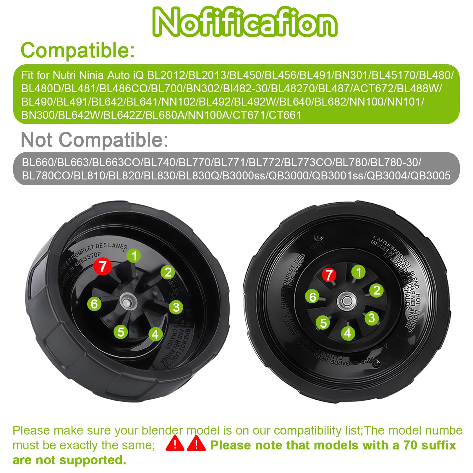 2 Tazze Frullatore con Lama Estraente 7 Pale per Nutri Ninja, 710ml Ricambio per Frullatore Ninja con Coperchi a Ribalta Portatili, Compatibile con Modelli SS100 SS101 SS300