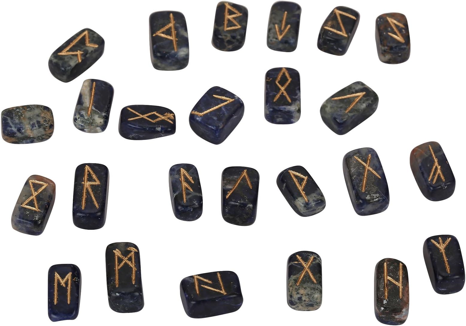 Reikihaat Rune Lapis Lazuli Natural Blue Engraved Symbols Crystal Healing Reiki Futhark Feng Shui