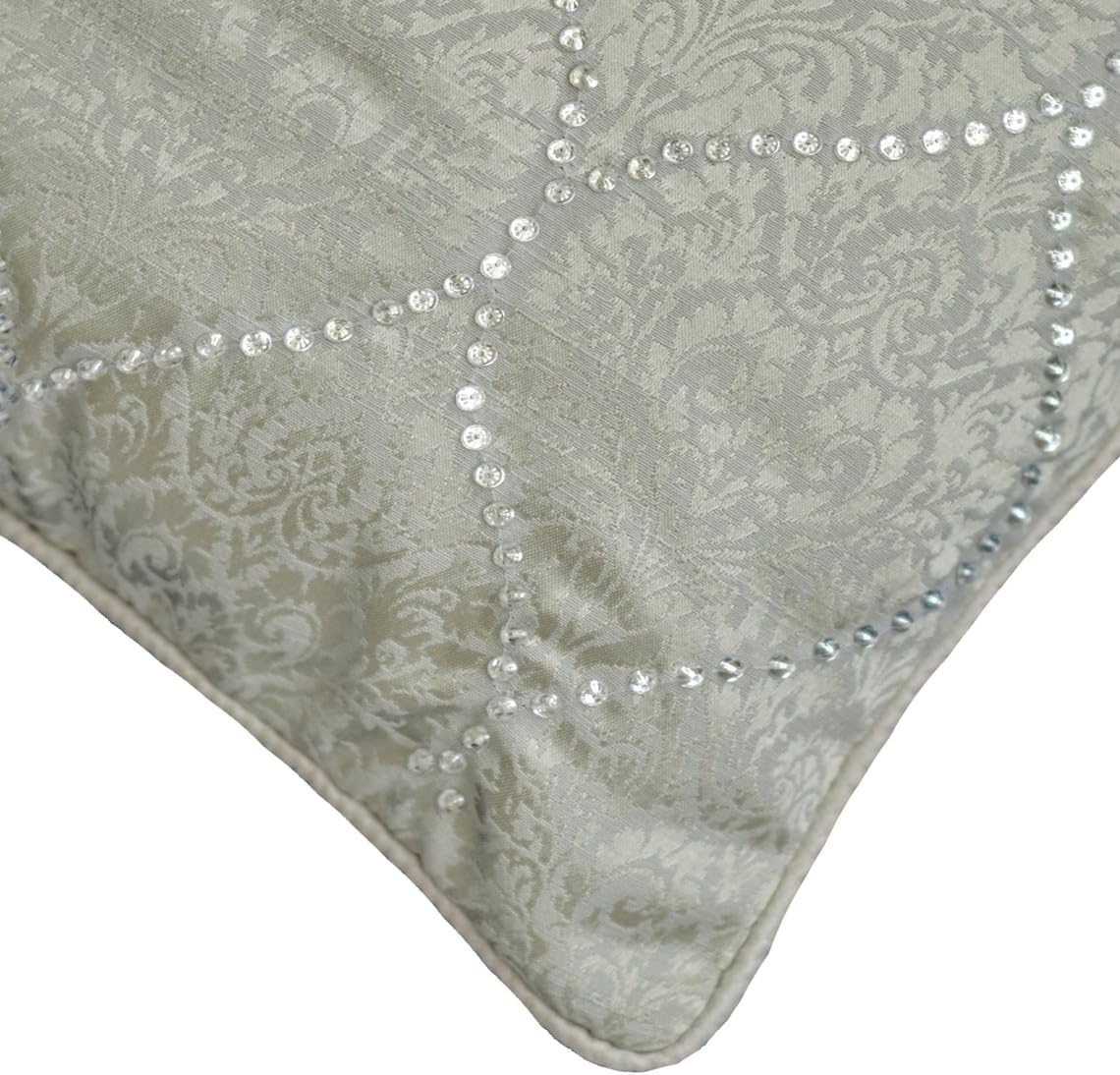 The HomeCentric Decorative Throw Pillow Cases Silver Grey 16"x16" (40x40 cm) Jacquard Damask, Victorian & Crystal Embroidery Cushion Covers for Sofa, Damask Modern - Evelyn Grace