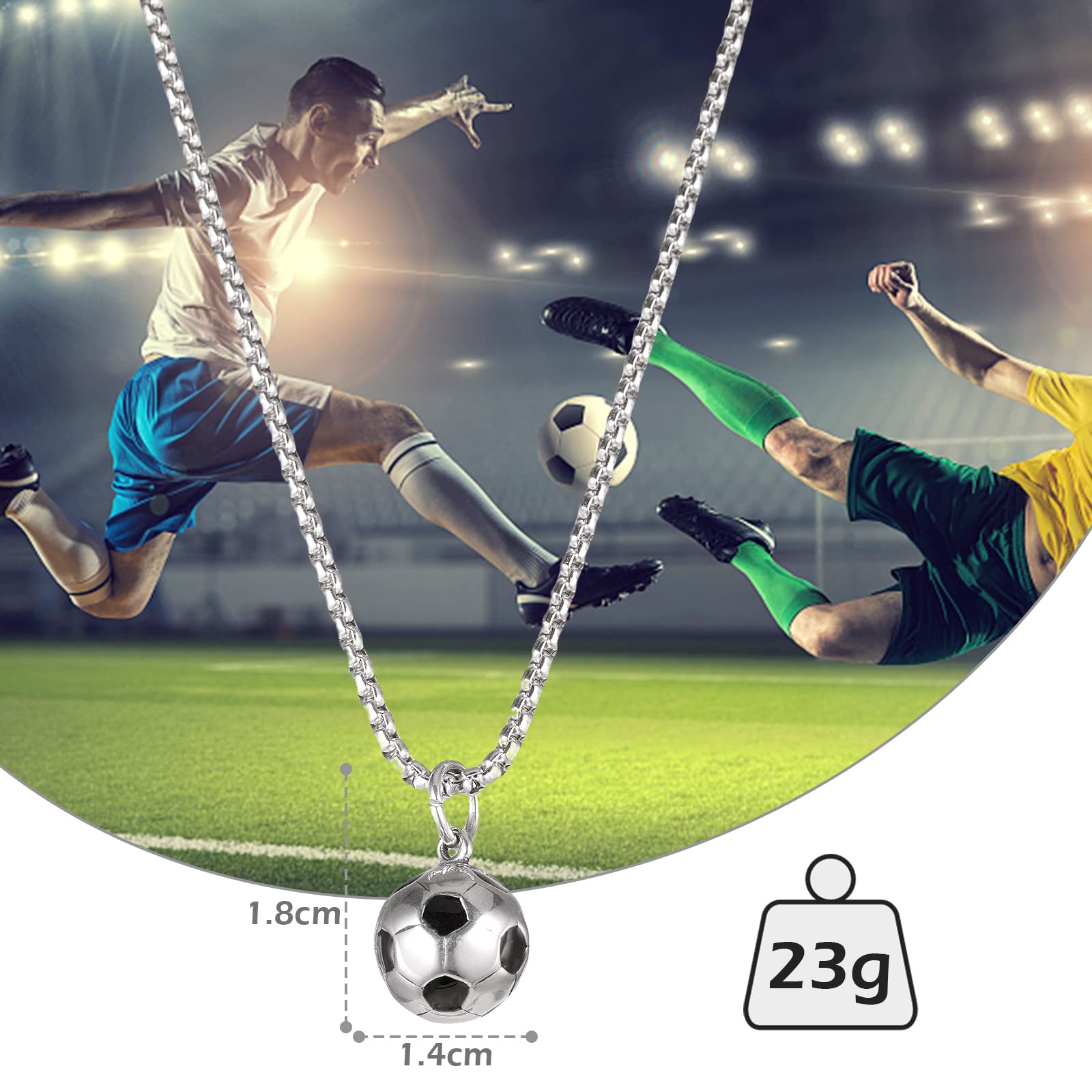 Collier en acier inoxydable avec breloque en forme de ballon de football pour garçons – Chaîne avec breloque cadeau