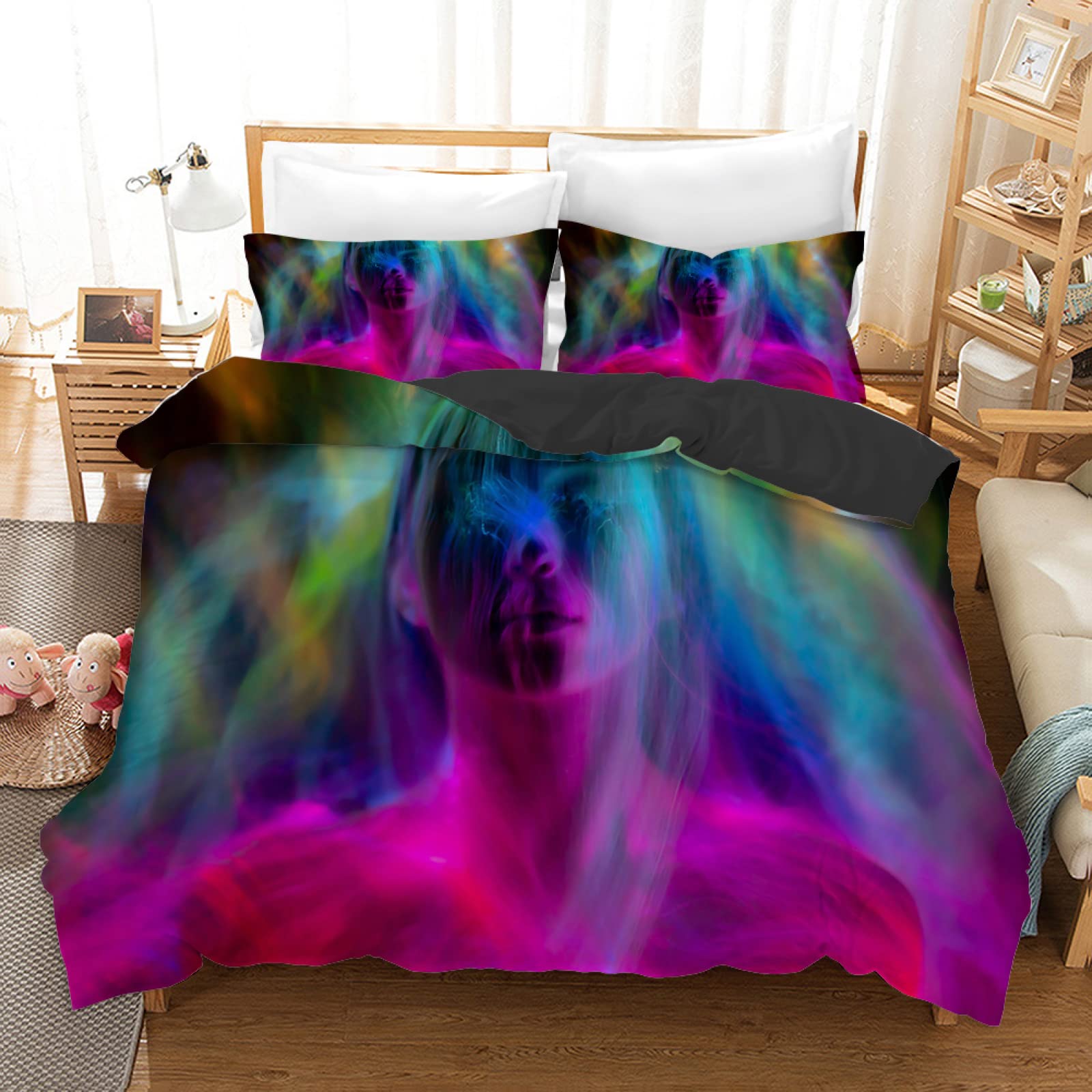 Housse de couette 160x200 microfibre 110g/㎡ parure de lit violette
