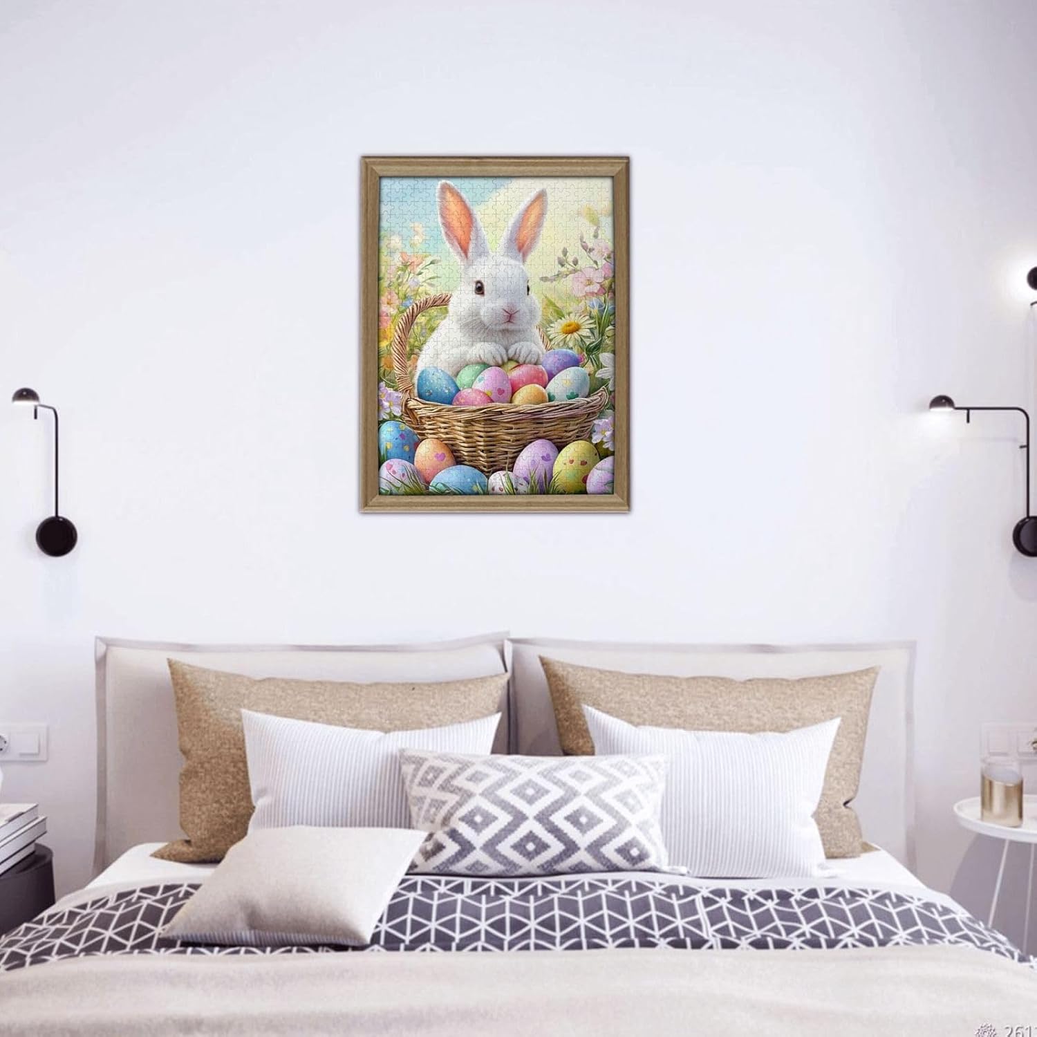 Easter Puzzles for Adults 500 Pieces Bunny Eggs Jigsaw Puzzle for Adults Cute Rabbit with Spring Flowers Wooden Puzzle Easter Gifts Basket Stuffers image 4