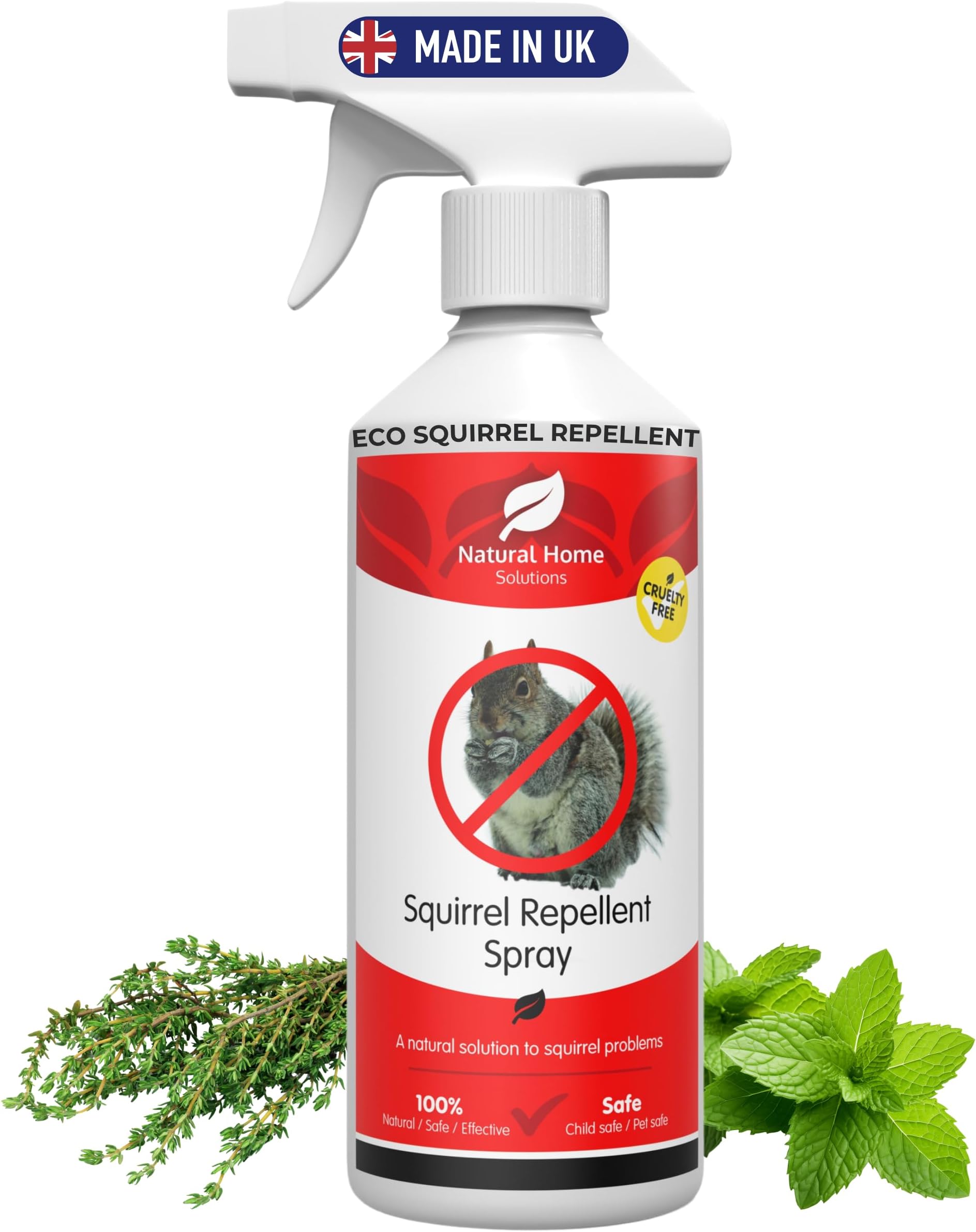 Squirrel Rodent Repellent Spray 1L Eco Safe Stop Squirrels Digging In The Garden Getting Up Bird Feeders Peppermint Clove Thyme Essential Oils