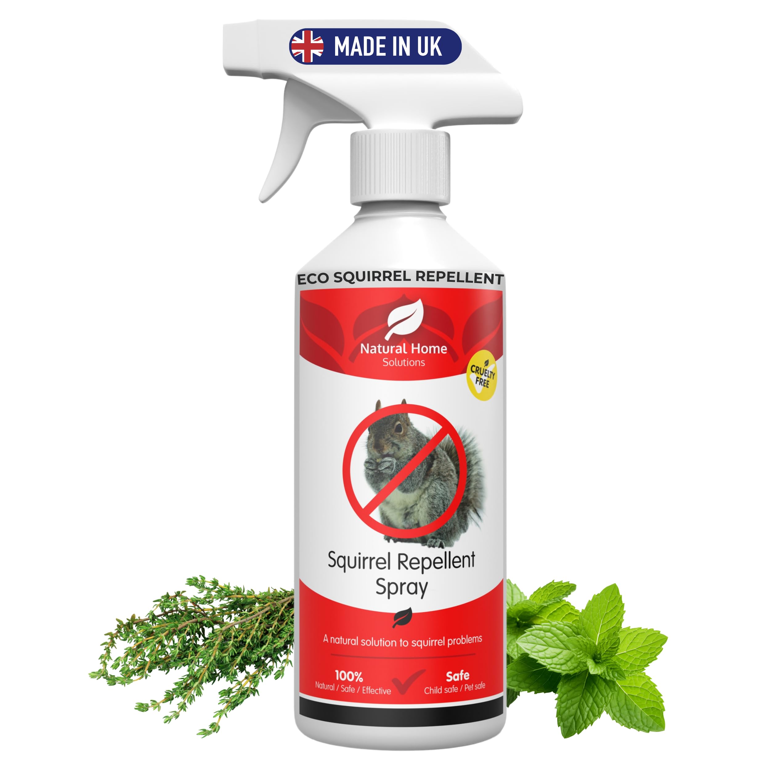 Squirrel Rodent Repellent Spray 1L Eco Safe Stop Squirrels Digging In The Garden Getting Up Bird Feeders Peppermint Clove Thyme Essential Oils