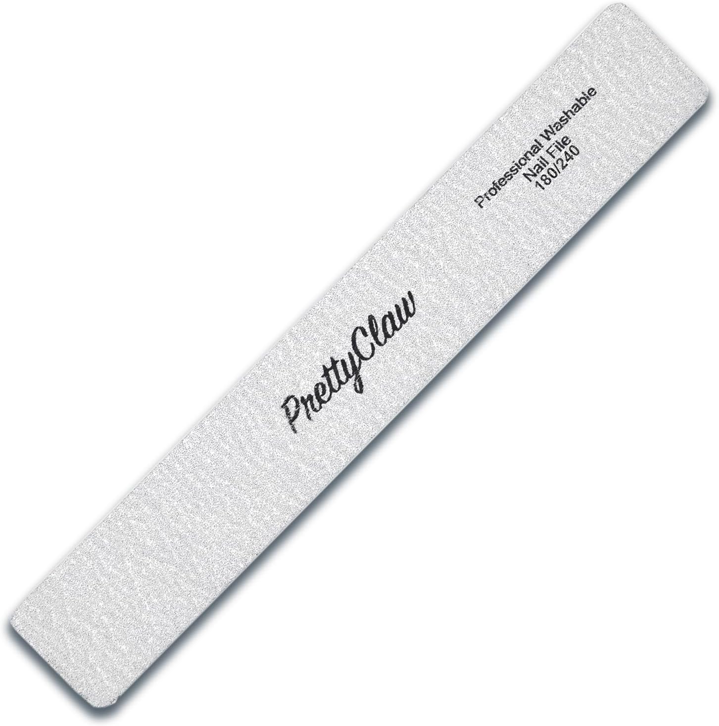 PrettyClaw | 50pc Professional Nail File 180/240 Grit Zebra Rectangle Acrylic Nail Files Plastic Center Double Sided Zebra Emery Board for Nails Washable 7 inch Nail File