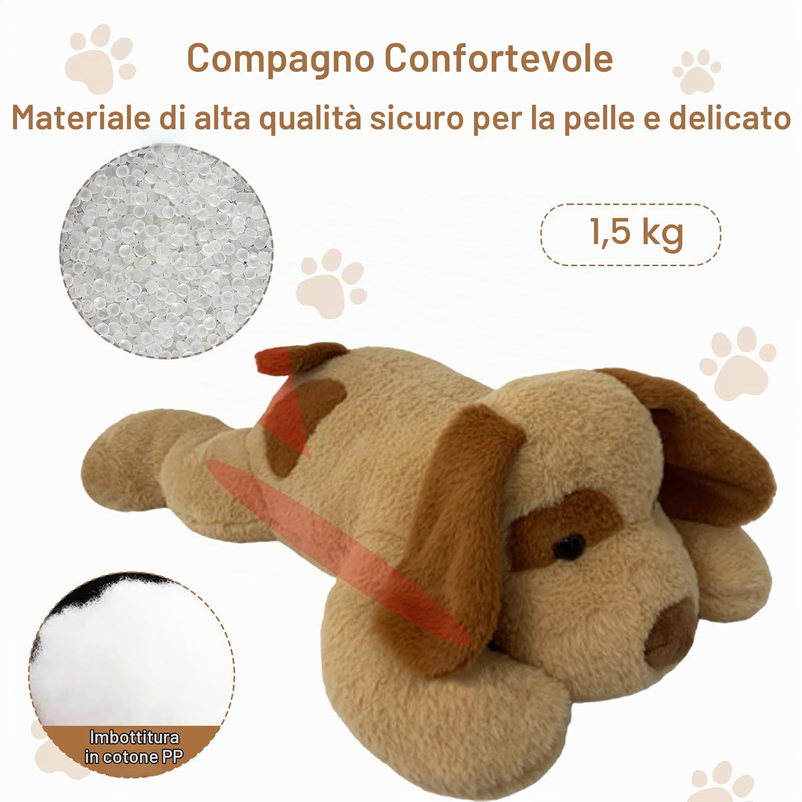 MeHoo 3.3LB Appesantito Peluche, 60cm Animali di Peluche Appesantiti | Giocattoli Sensoriali per L'autismo Bambola di Peluche Ansia Carina Regalo di Compleanno e Hoilday, Cane