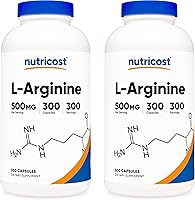 Vista 8 de Nutricost L-Arginina 500mg, 300 Cápsulas - Sin Gluten y Sin OGM