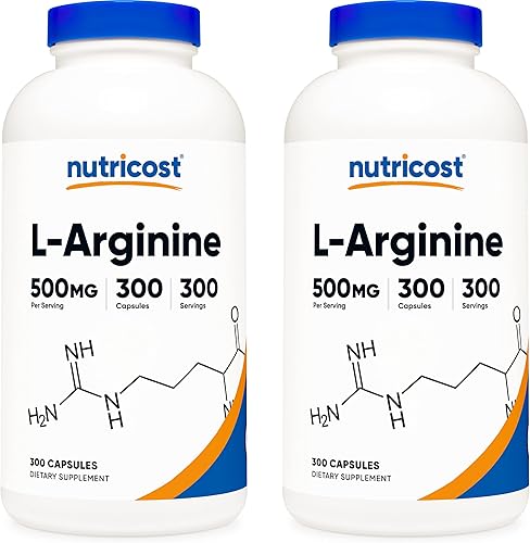 Miniatura 12 de Nutricost L-Arginina 500 mg, 300 cápsulas - Sin gluten y sin OMG
