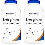 Nutricost L-Arginine 500mg, 300 Capsules (2 Bottles)