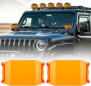 Auxbeam 4 Inch Amber Pods Light Cover (2Pcs), 2300K Dark Amber Lens Covers for Off-Road LED Lights, Snap-On Replacement for Side Shooter, High Hardness PC, Fits ZD000849 ZD000850