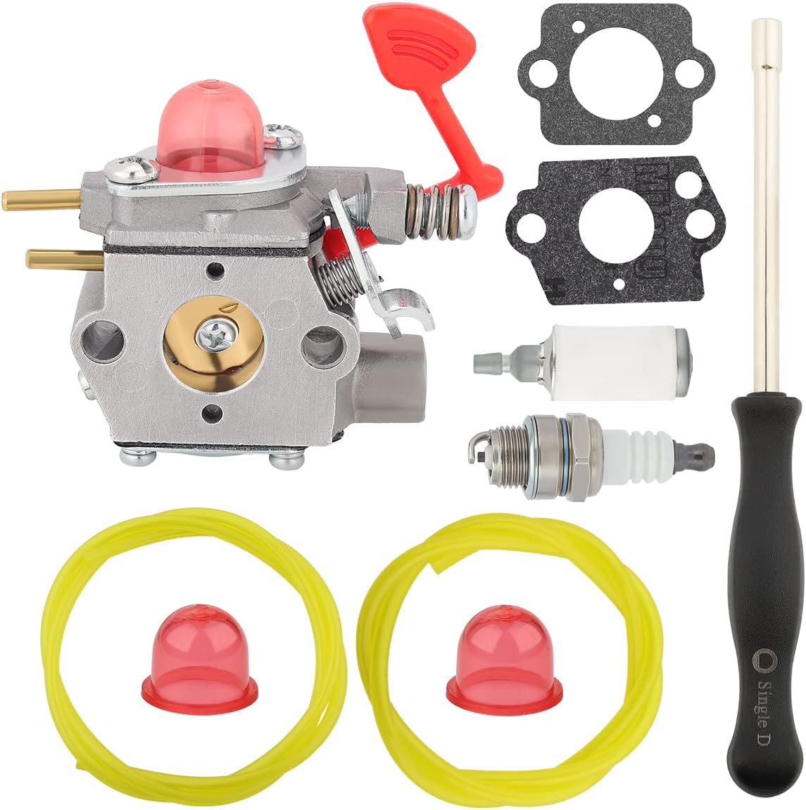 Buckbock WT-875 545081855 Carburetor fit for Poulan 200 MPH BVM200VS blower MAC GBV325 M325 M320 MC200VS BVM200C P200C P325 Blower Craftsman 6.5 hp push mower with Fuel Line Filter adjustment tool kit