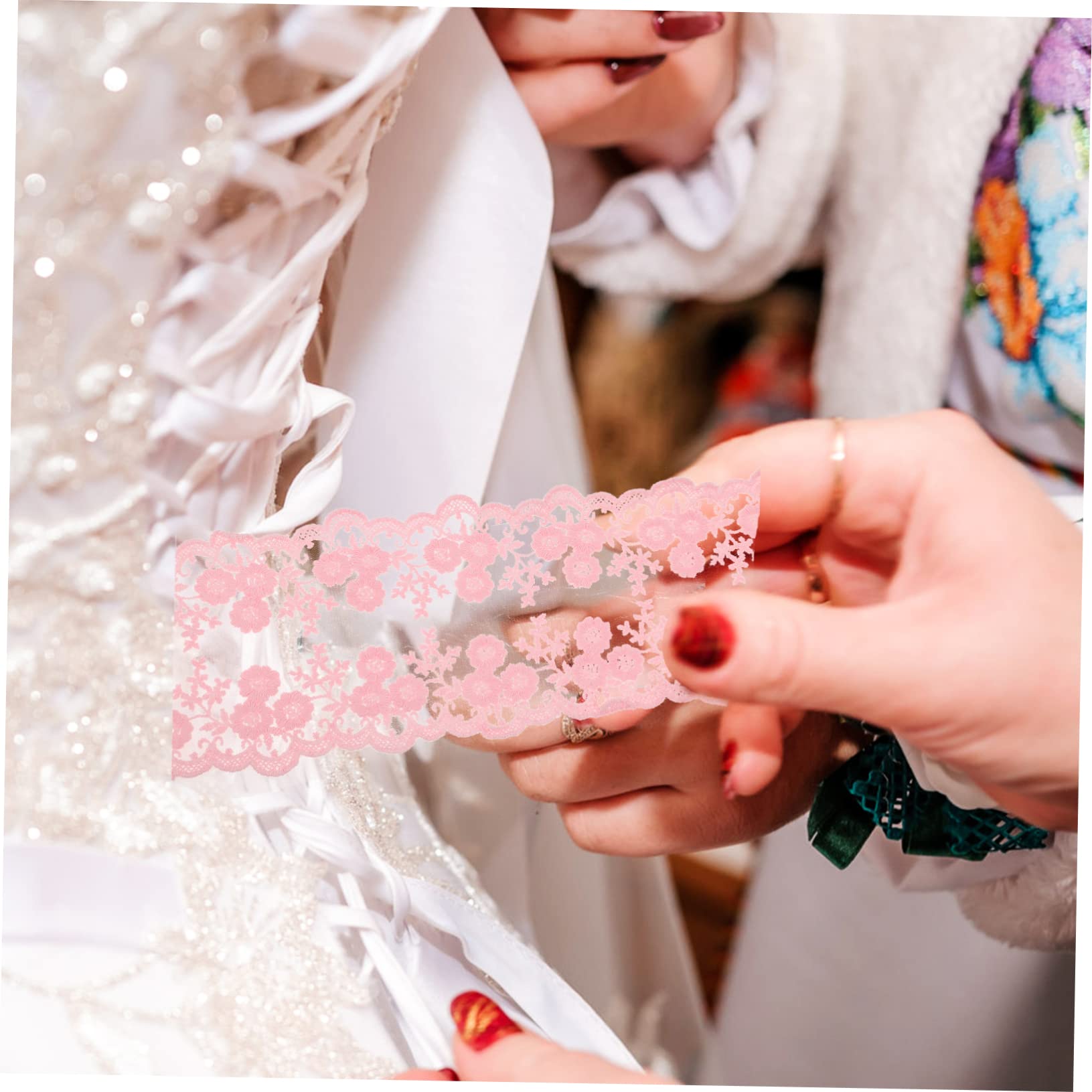 SEWACC 4rollos Encaje De Flores Negro Para Manualidades y Decoración Encaje Resistente Para Vestidos De Boda y Proyectos