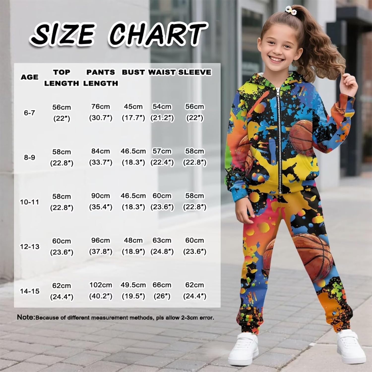 2 Piece Girls Jogger Set Long Sleeve Track Suit Zip Up Hoodie Sweatshirts and Sweatpants with Pockets Sweat Suit