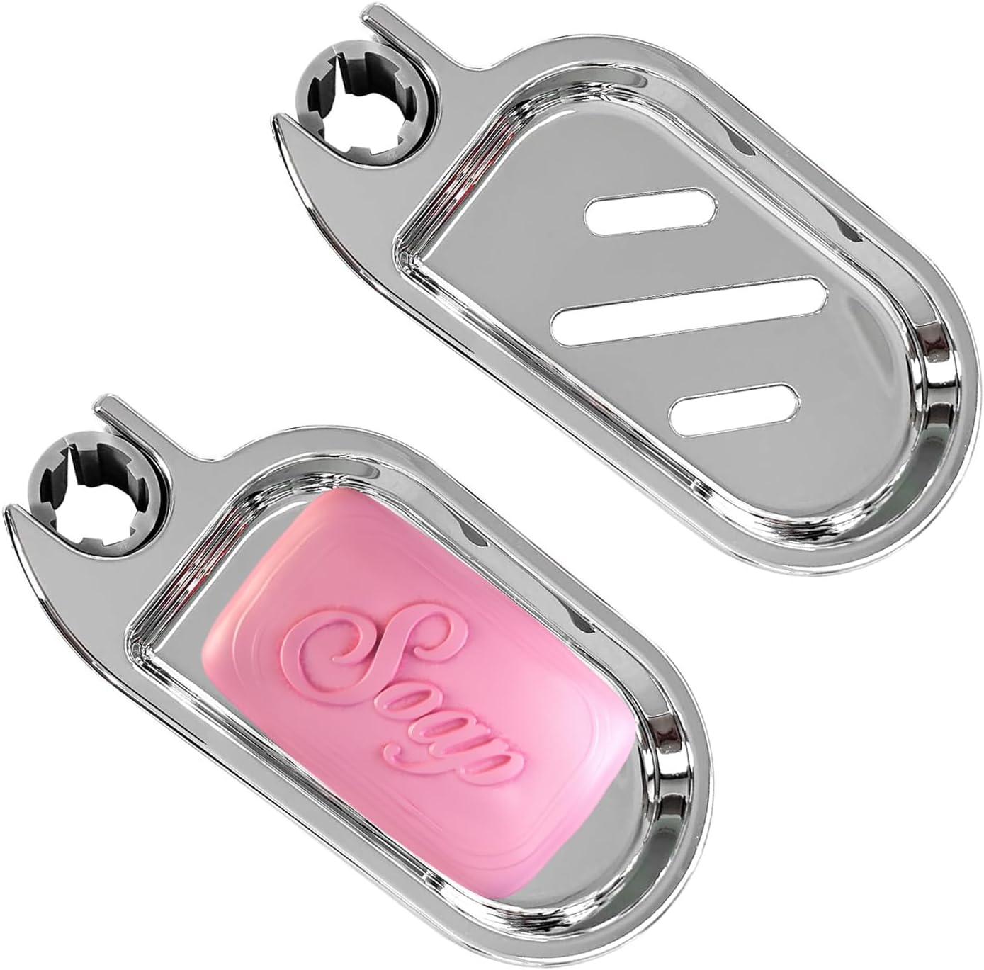 2 Pcs Soap Dish for Shower, Shower Rail Soap Dish, Clip-On for Riser Rail 22mm Adjustable ...