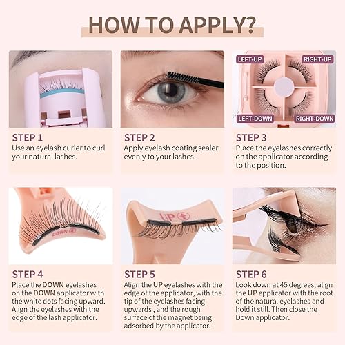 Vista 27 de Pestañas magnéticas sin delineador de ojos, pestañas de doble imán con aplicador, reutilizables 4D, no necesita delineador de ojos ni pegamento