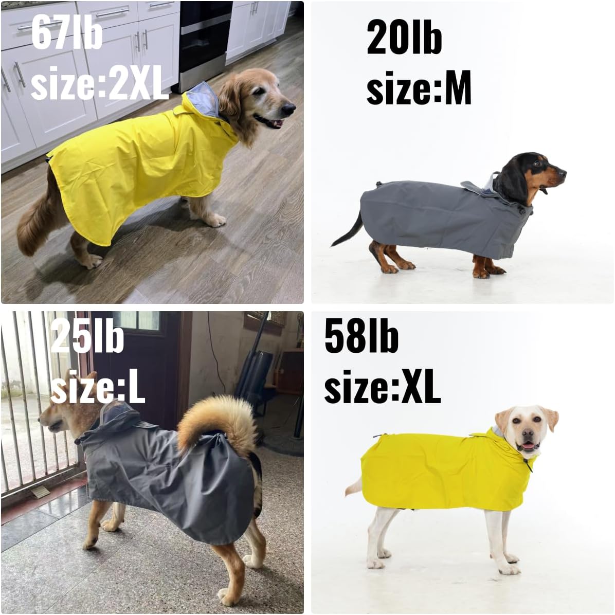 Dora Bridal Dog Raincoat for Large Dogs, Adjustable Clear Hooded Dog Rain Jacket, Waterproof Dogs Rain Coat Poncho with Reflective Strips for Labrador, Golden Retriever, German Shepherd, Yellow,3XL