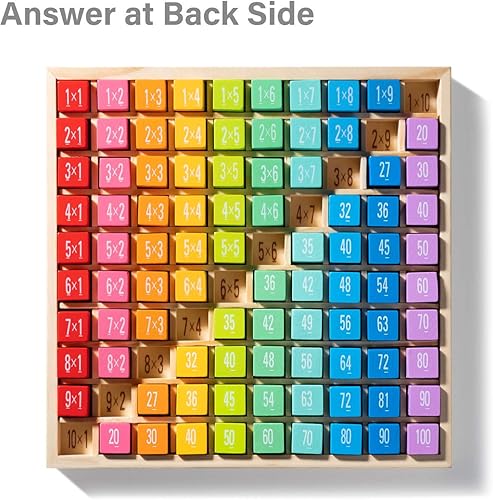 Miniatura 3 de ROBUD Juego de mesa de multiplicación y matemáticas de madera, juguetes de aprendizaje de manipuladores de matemáticas Montessori para niños, a