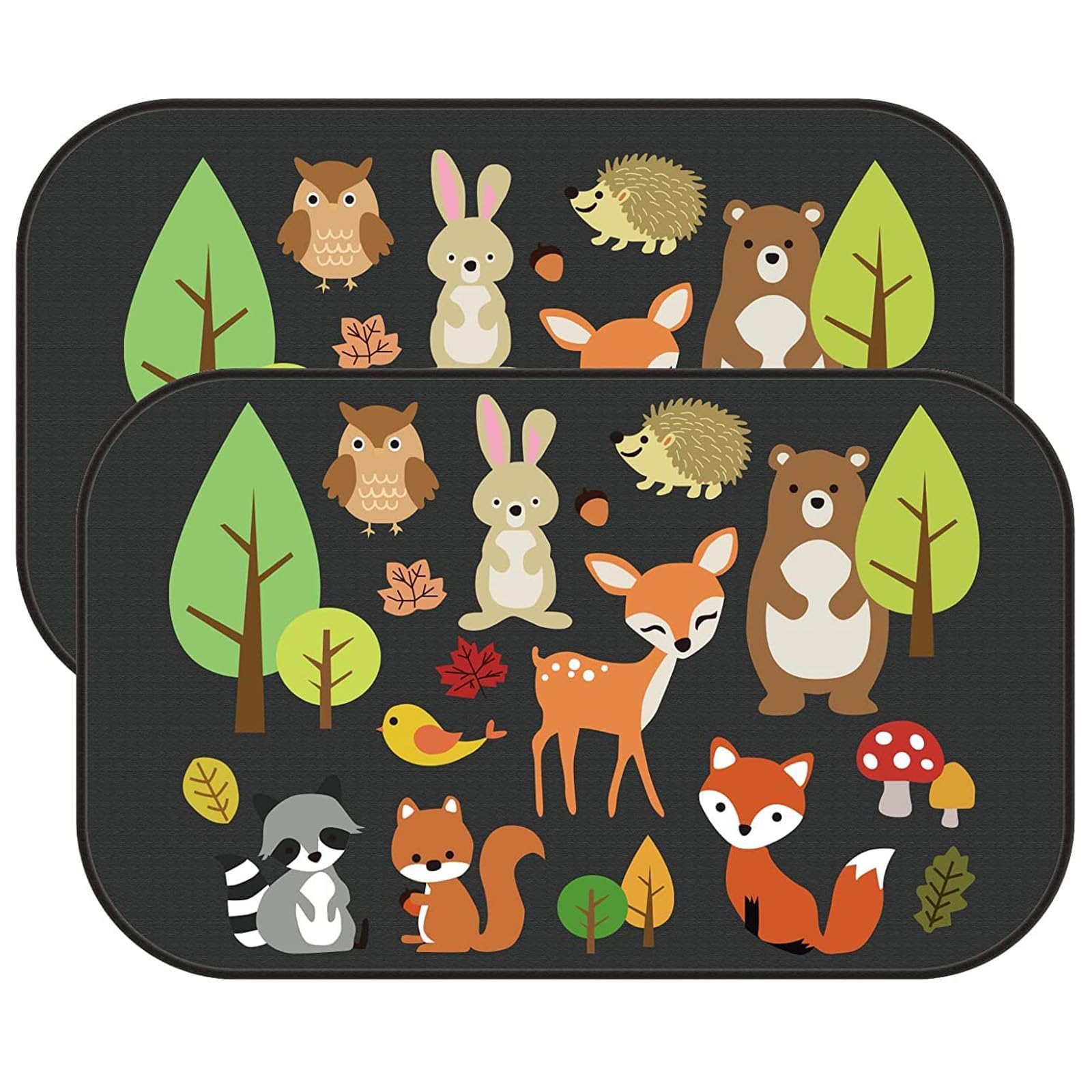 X spring 2 Pack Car Side Window Sun Shade, Cute Car Sun Shade with Cute Animals Patterns, Foldable Car Window Shade, Side Automotive Window Sunshade Provide Glare, Sun and UV Protection for Baby Kids