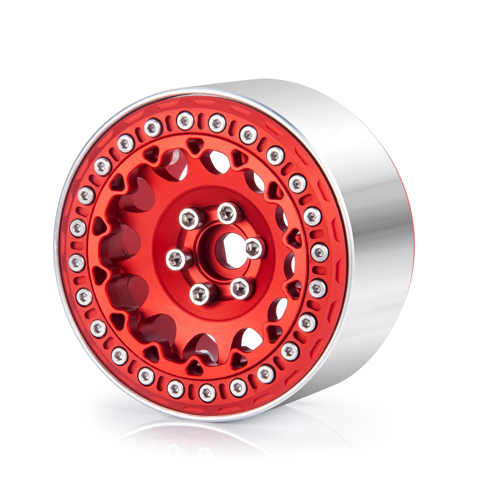 RCLIONS 4-Pack 2.2 Inch Aluminum Beadlock Wheels For Axial Wraith/RR10 1/10 RC Crawlers - 35mm Wide, 12mm Hex