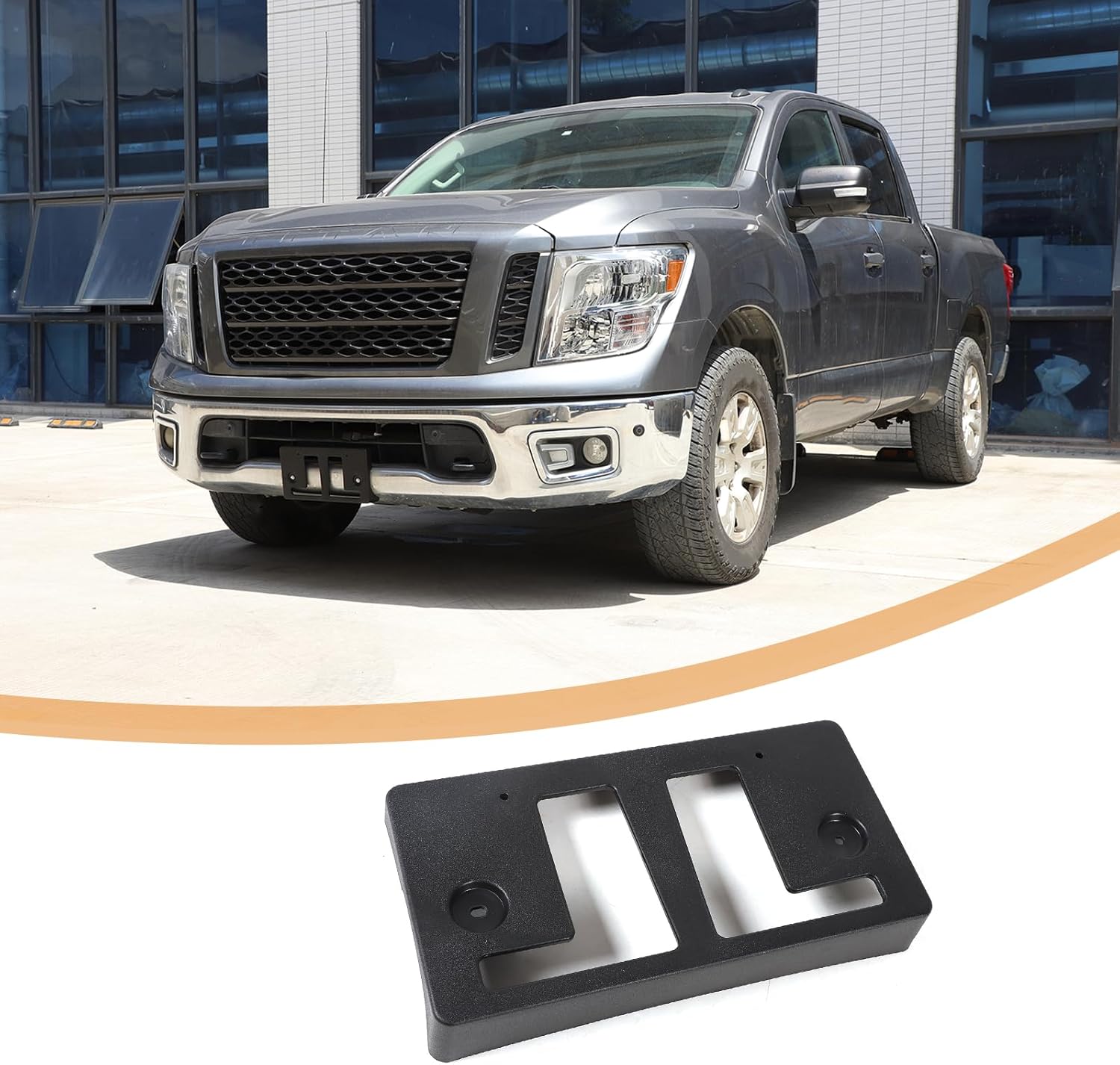 Front Bumper License Plate Bracket Compatible with Nissan Titan 2016-2024, ABS Tag Frame Front Bumper Mount Adapter Mounting Kit Accessories