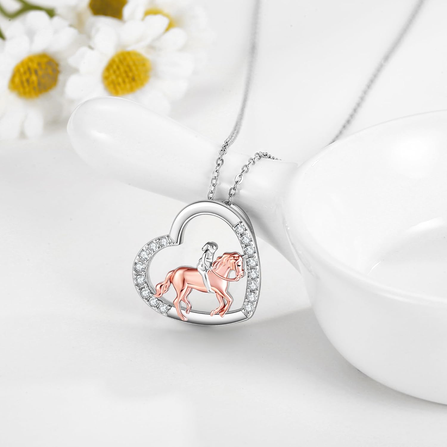 POPLYKE Horse/Giraffe/Duck/Black Cat Necklace Jewelry for Women 925 Sterling Silver Love Heart Animal Pendant Necklace Animal Jewelry - Image 2
