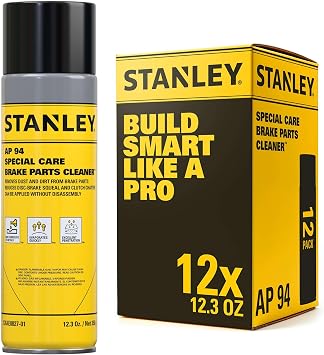 STANLEY AP94 Brake Cleaner Spray 12x12.3 Oz Fast Evaporating Brake Dust & Grease Remover for Disc, Rotor, Caliper, Drum, Spring & Clutch Non-Chlorinated, Residue-Free Formula 12 Pack