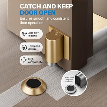 Door Stopper for Bottom of Door, Invisible Magnetic Door Stop No Drill, 2026 New Heavy Duty Door Holder to Keep Doors Open, Rust-Proof Floor or Wall Mount Door Wedge Stopper (Gray)