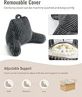 Vista 5 de Blissful Diary Reading Pillow for Sitting in Bed, Flannel Back Pillow Bed Sitting Up for Adult & Children, Backrest Cushion for Sit Up in Couch or