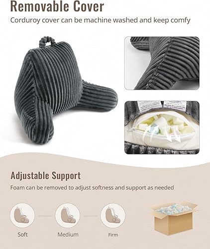 Miniatura 5 de Blissful Diary Almohada de lectura para sentarse en la cama, almohada de espalda de franela para adultos y niños, cojín de respaldo para sentarse en