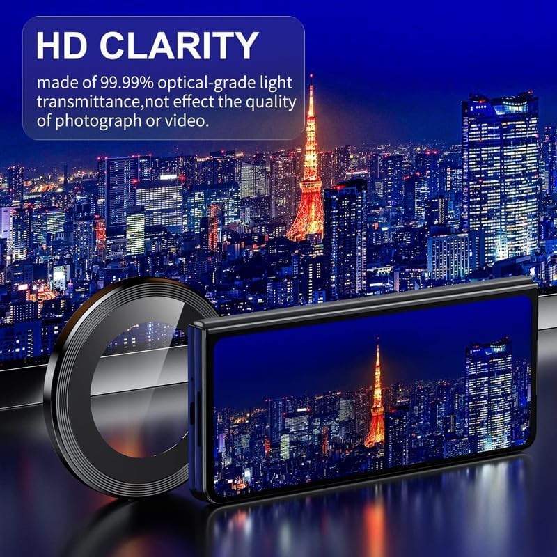Image of HUMBLE Camera Lens Protector for Samsung Galaxy Z FOLD 5 Tempered Glass Camera Lens Protector Tempered Glass Lens with Aluminum Edge Ring Cover Fit for Samsung Galaxy Z FOLD 5 (Purple)