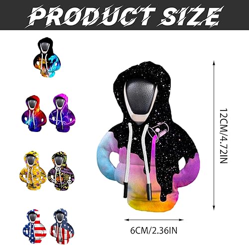 Miniatura 4 de XWQWD 2 fundas para palanca de cambios de automóvil, divertida funda para pomo de palanca de cambios, sudadera con capucha para decoraciones y