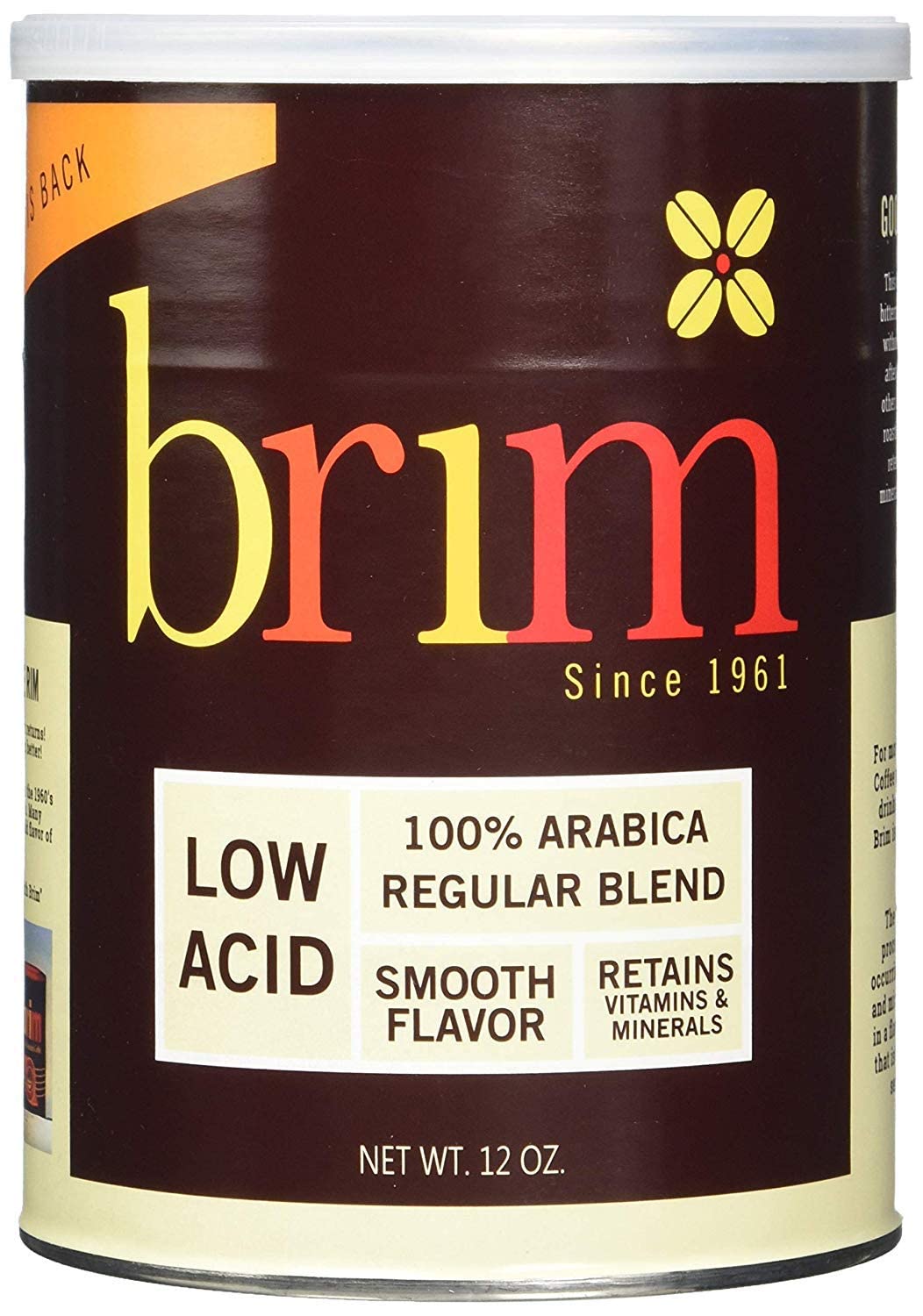 Brim Low Acid Ground Coffee, Regular Blend, 12 OZ